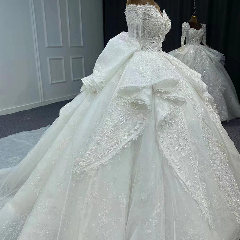 lace bridal elegant full of sequins luxury wedding dress