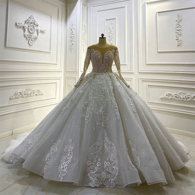 Custom White Dresses 2022 Luxury Lace Women'S Classic Detachable Train Wedding Dresses