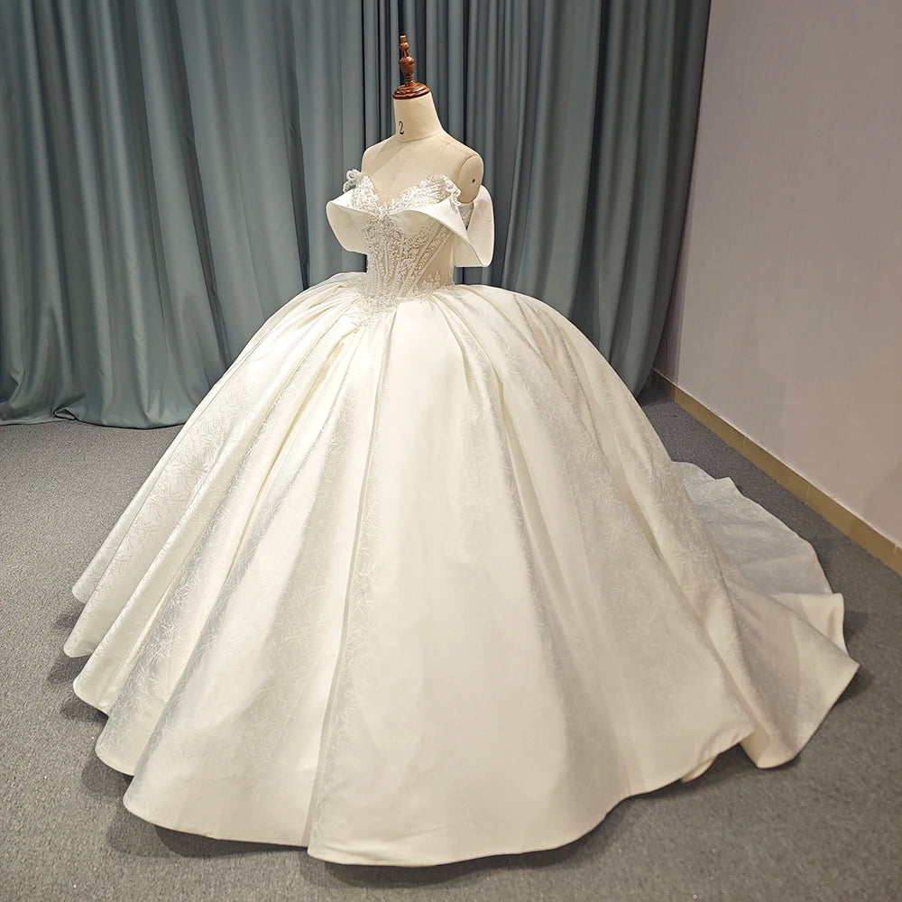 Satin wedding Dresses Ball Gown Sleeveless Beaded Crystal Sweet Dress Corset - Image 3