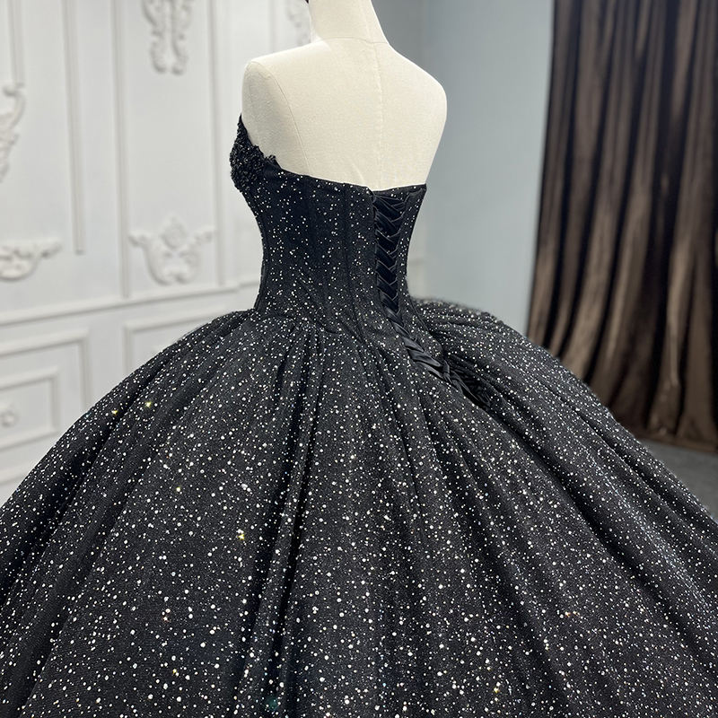 Shiny Glitter Black 2022 Long Prom Evening Gowns Dresses - Image 5