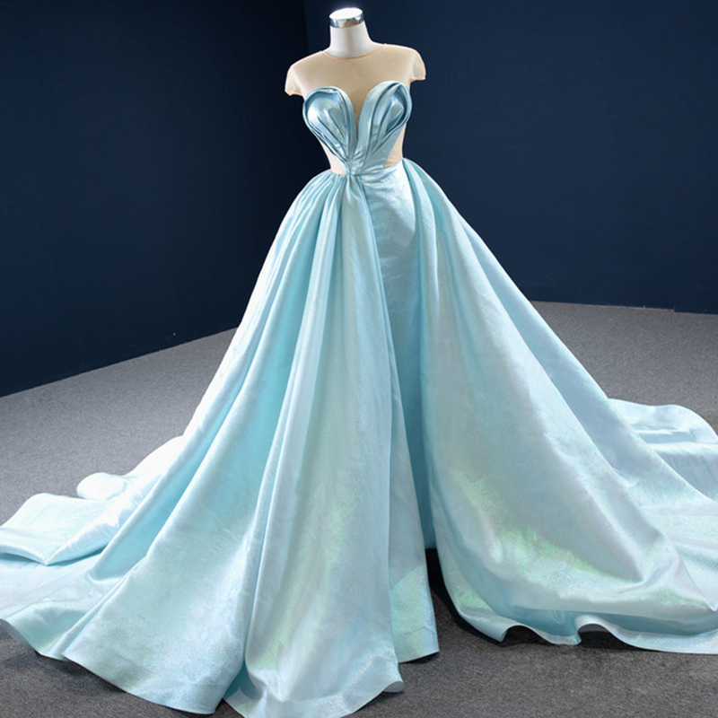 O Neck Short Sleeve Sexy Party Luxury Evening Dress - Image 5