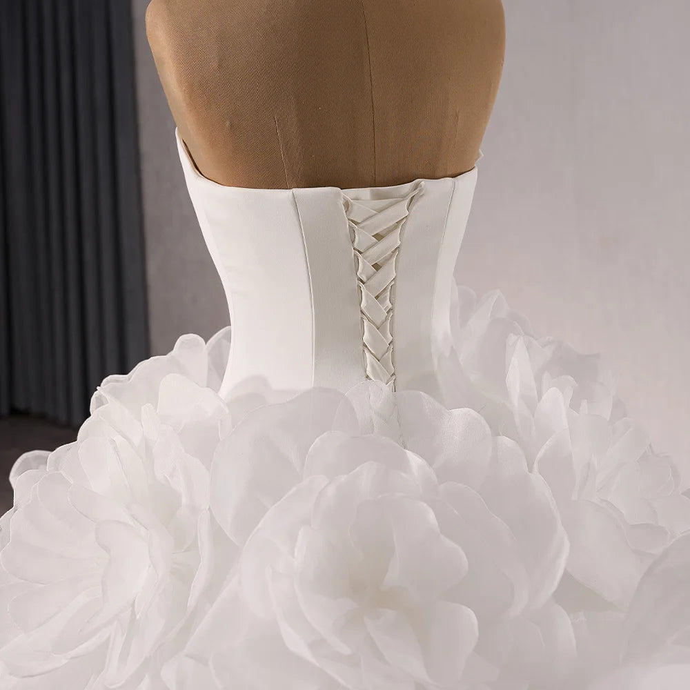 3D Cake Skirt Wedding Dress Sweetheart Elegant Chapel Bride Maxi Tail Off-Shoulder Train Wedding Dresses - Image 6