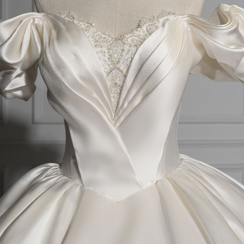 Modern Sweetheart Off Shoulder Ball Gown Lace Up Wedding Dress - Image 3