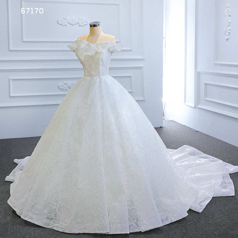 Off Shoulder Elegant Luxury Wedding Dress Bridal Gown