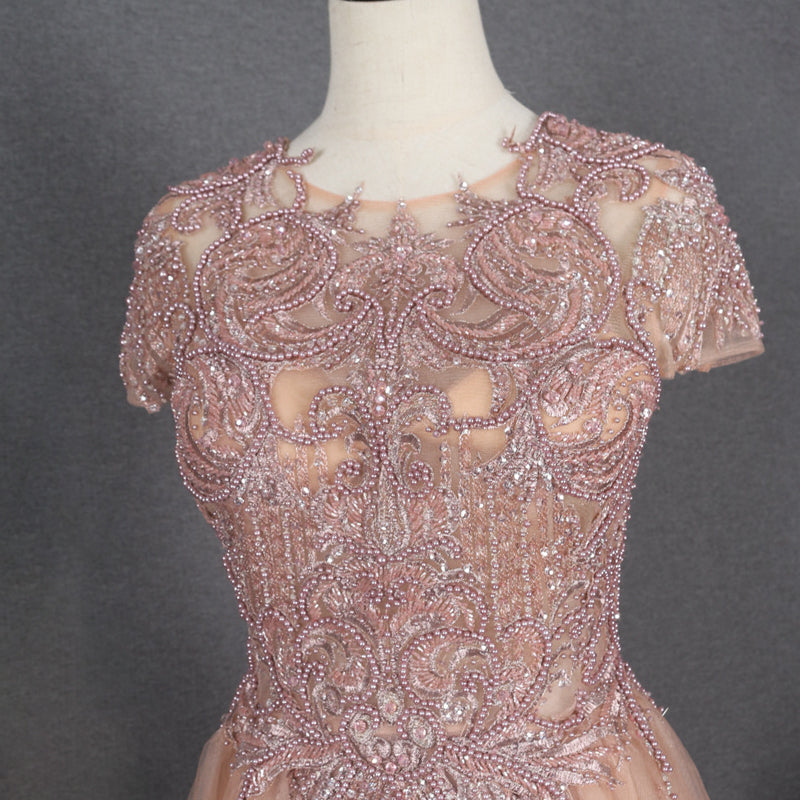 Short Sleeve Women A Line Elegant Gowns Evening Dresses Formal Party Dress - Image 9