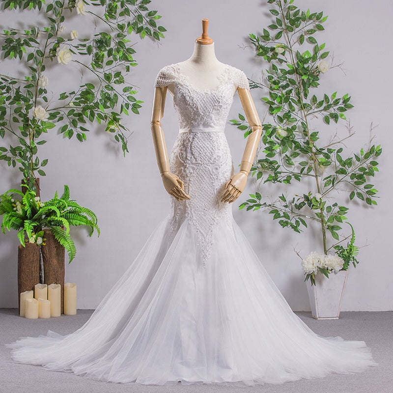 Mermaid Lace Applique Sleeveless Women Elegant Wedding Dress For Bride - Image 2
