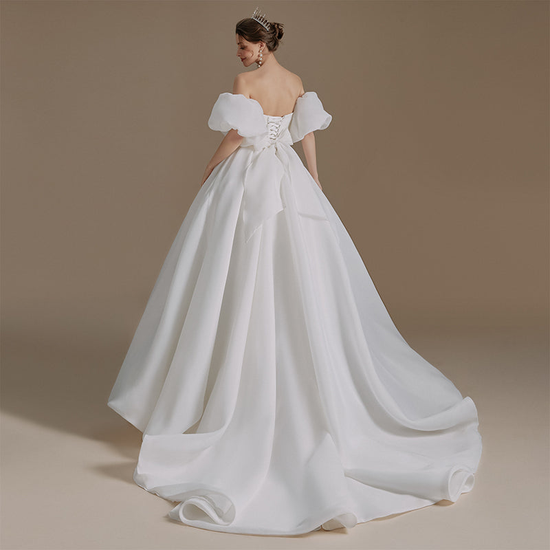 Latest Design Rustic Wedding Dress Puff Sleeve Tube Top High Quality Fabric Women Dresses - Image 3