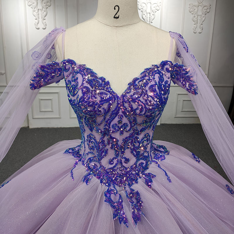 New Design Chiffon Dress Purple Color Evening Dress