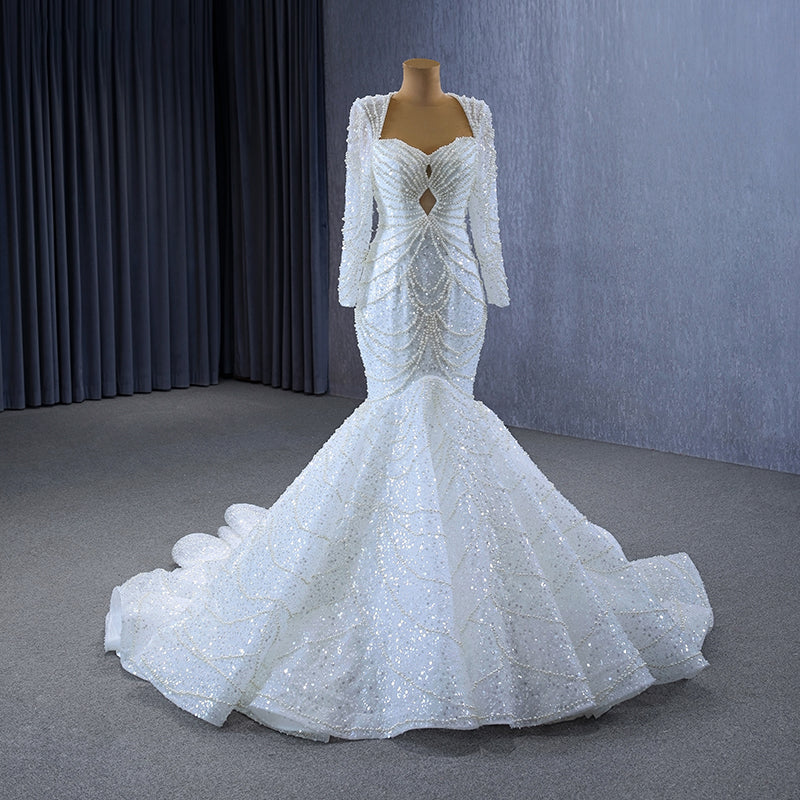 Beaded Wedding Dresses Generous Crystals Bridal Dress Long Formal Handmade Bride Gown - Image 7