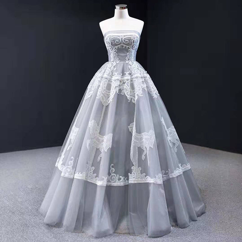 strapless dress pattern beaded appliques evening dress plus size maxi dress