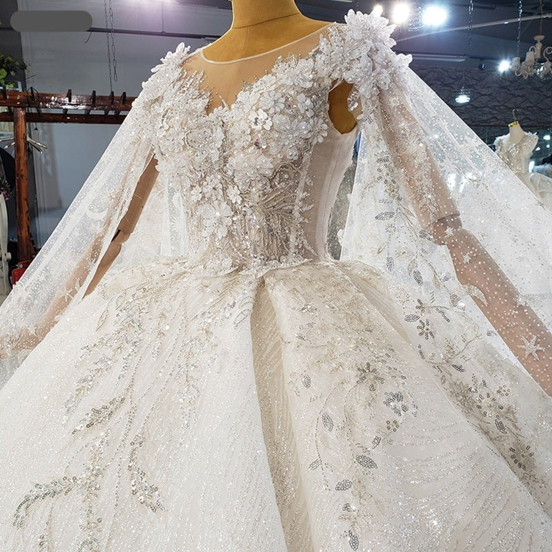 Luxury 3D Flower Elegant Bridal Ball Gown Wedding Dresses - Image 3