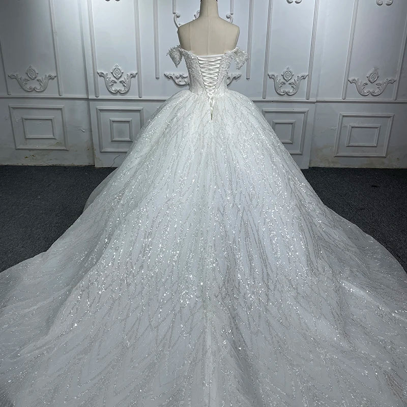 Beaded Full Of Sequins Flower Sweetheart wedding Ball Gown Dresses - Image 3