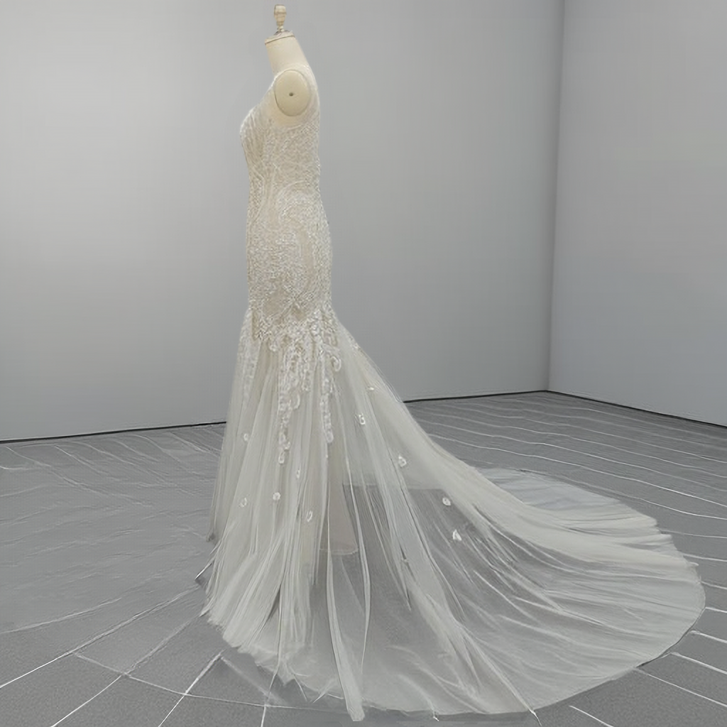 Mermaid Bridal Gown Sheer Corset Custom Made Wedding Dresses - Image 3