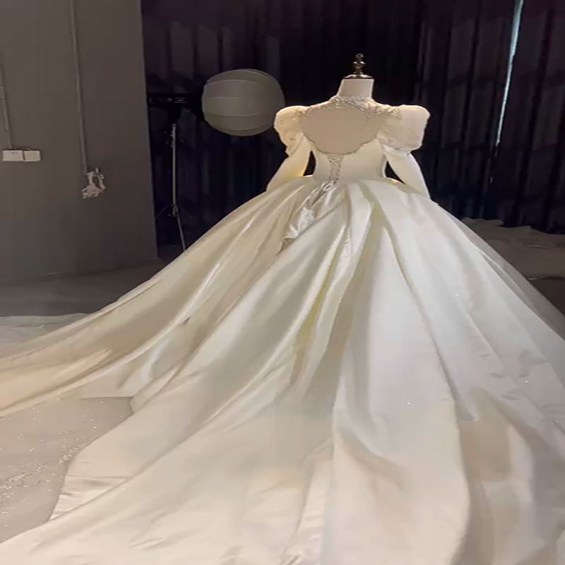 New Style Trailing For Bride Long Sleeve Open Back Wedding Dress - Image 3