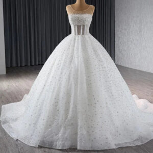 Elegance Fancy Beaded Ball Gown Beads Sequins Pearls Wedding Gowns