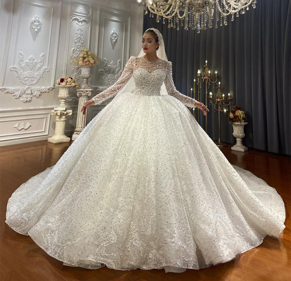 Ball Gown Luxury Bead Pearl Wedding Dress