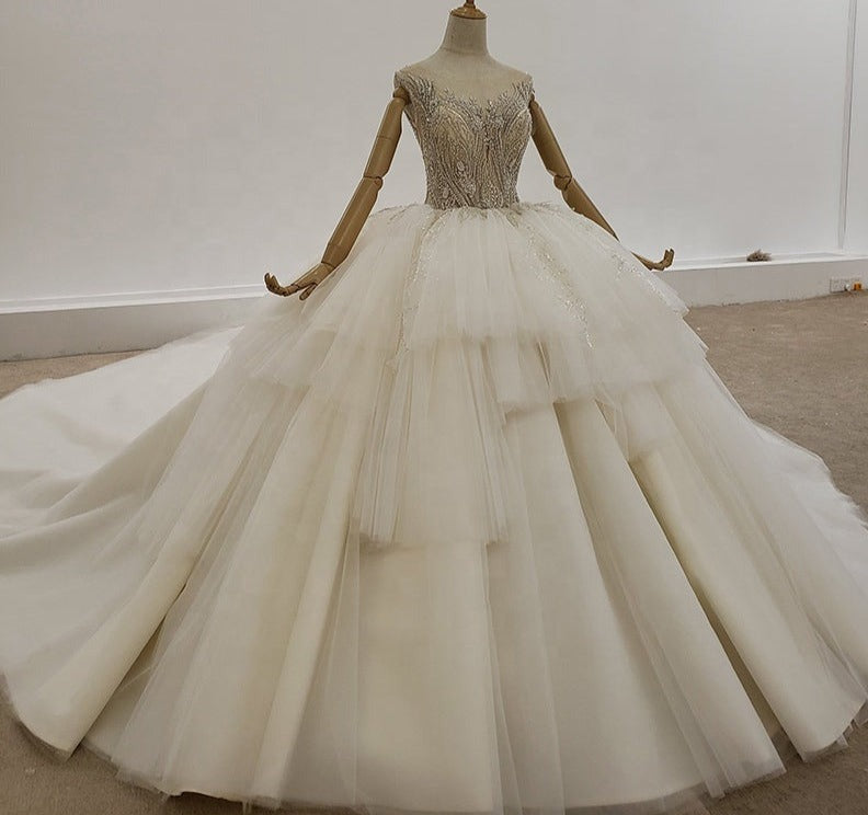 Wedding Gown Elegant Bridal Luxury Crystal Wedding Dress