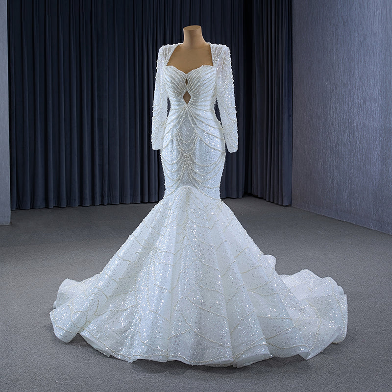 Beaded Wedding Dresses Generous Crystals Bridal Dress Long Formal Handmade Bride Gown - Image 6