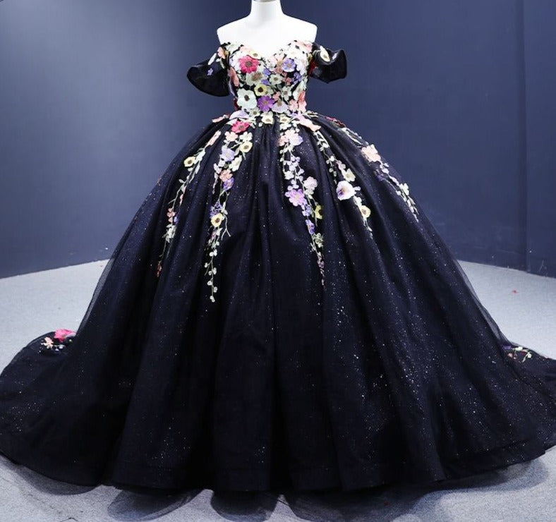 Flower Formal Evening Ball Gown Bridal Dresses For Women