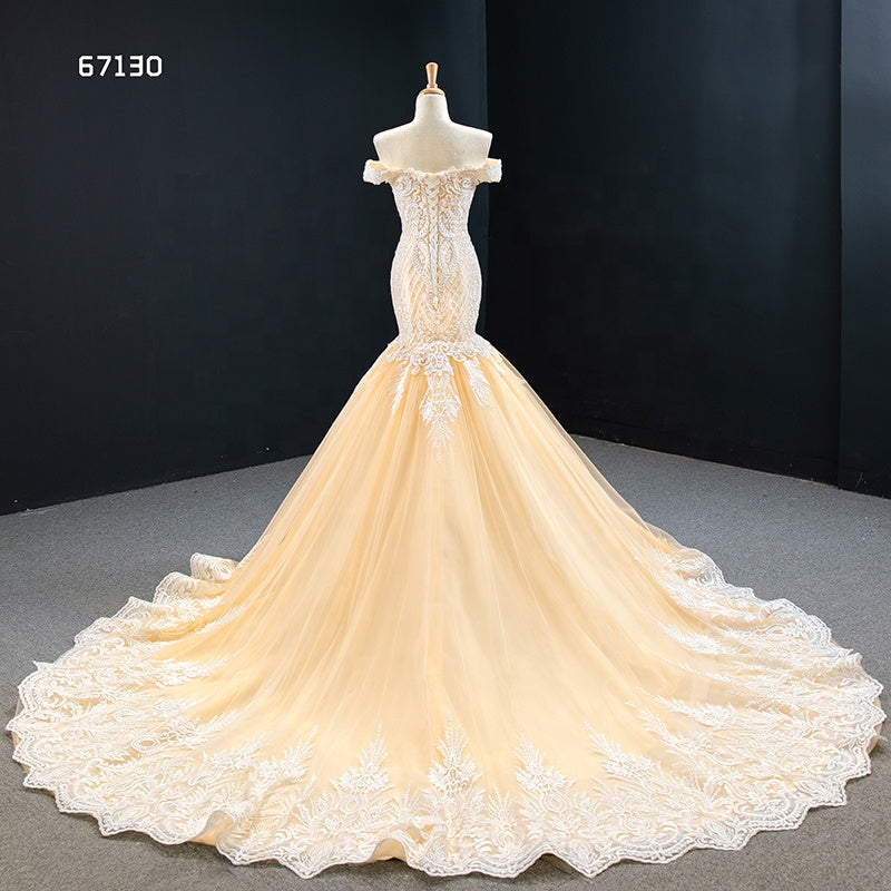 Mermaid Off Shoulder Real Photos Lace Applique Sexy Wedding Dress - Image 5