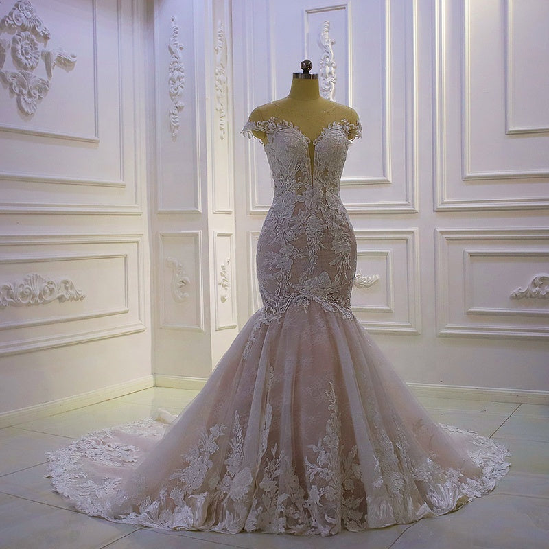 Luxury Mermaid 2022 Beaded Embroidery Sexy White Vintage Lace Organza Bridal Wedding Dress