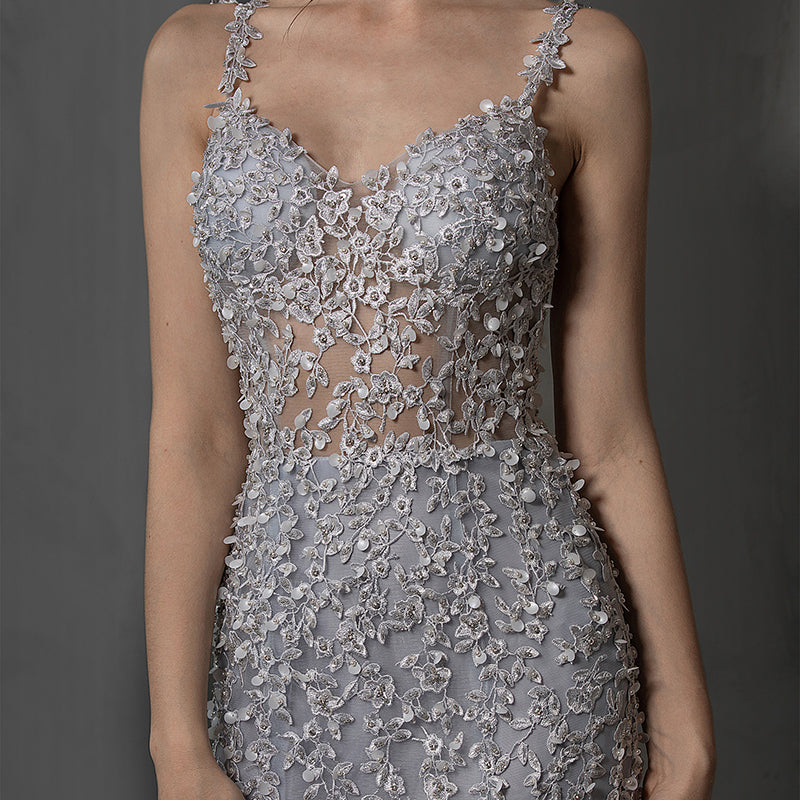 New Evening Dress Mermaid Ball Dress Sling Lace Embroidered Slim Fit Women Casual - Image 4