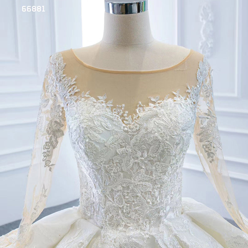 luxury design ball gown wedding dress with ivory lace appliques bridal gown - Image 6