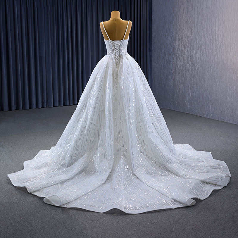 Elegant Sequins Beaded Spaghetti Straps Mermaid Wedding Dress - Image 3