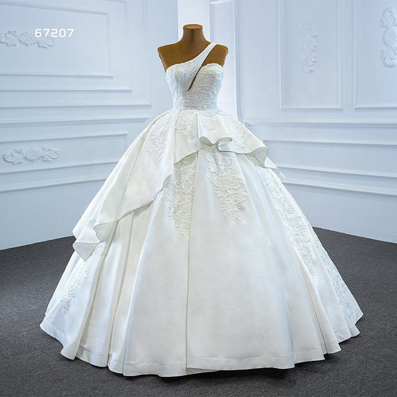 One Shoulder Lace Luxury   Princess Ball Gown Wedding Dress