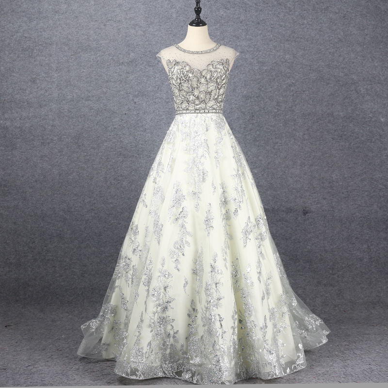 Elegant Sleeveless Dress High Quality Embroider Formal Ladies Party Gown