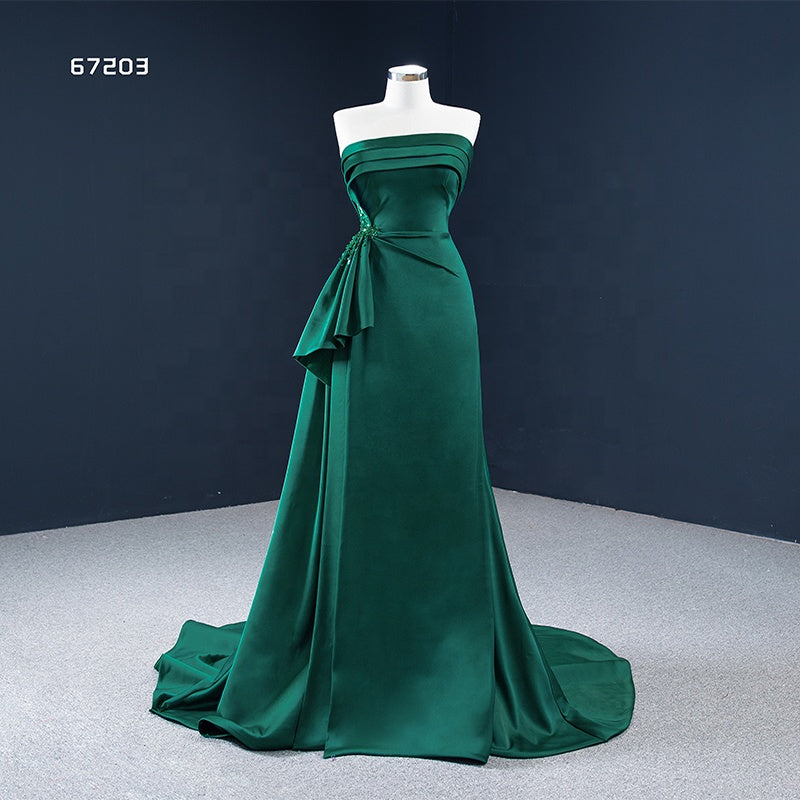 Boat Neck Fashion Elegant Green Evening Dresses Women