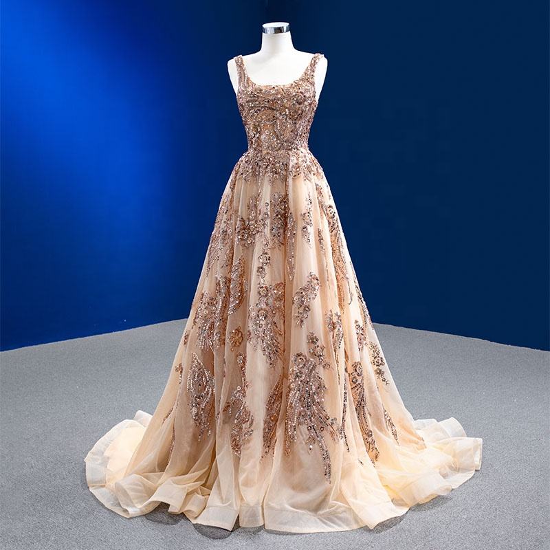 Lace Elegance Champagne Glamorous Party Dress