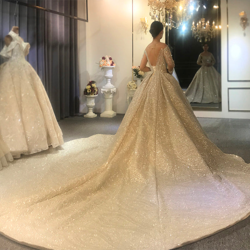 Luxury Wedding Dresses Bridal Dresses Large Trail Sequins Chiffon Ball Gowns Wedding Dresses - Image 6