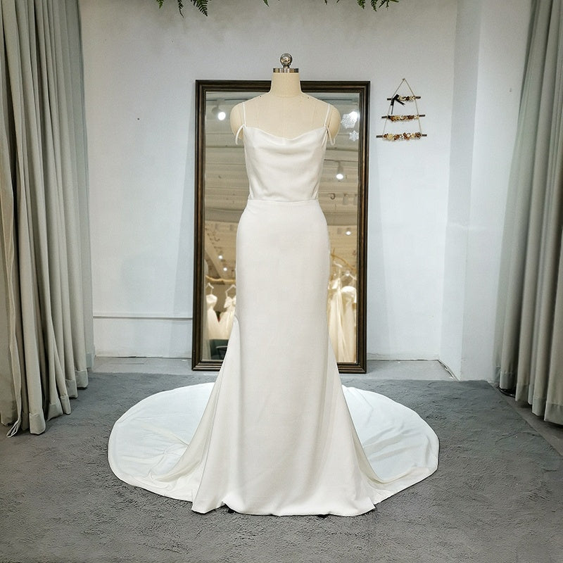 Elegant Soft Satin Simple Mermaid Wedding Dress