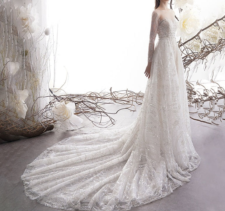 Mermaid Boho Crystal Bead Sequin Lace Fabric For Wedding Dress - Image 6