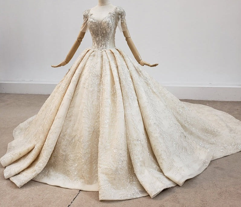 Elegant Luxury Beading Crystal Wedding Dress Ball Gown