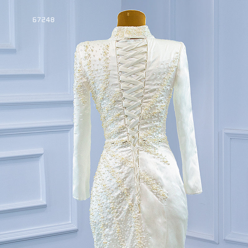 High Neck Long Sleeve Mermaid Detachable Tail Wedding Dresses - Image 7