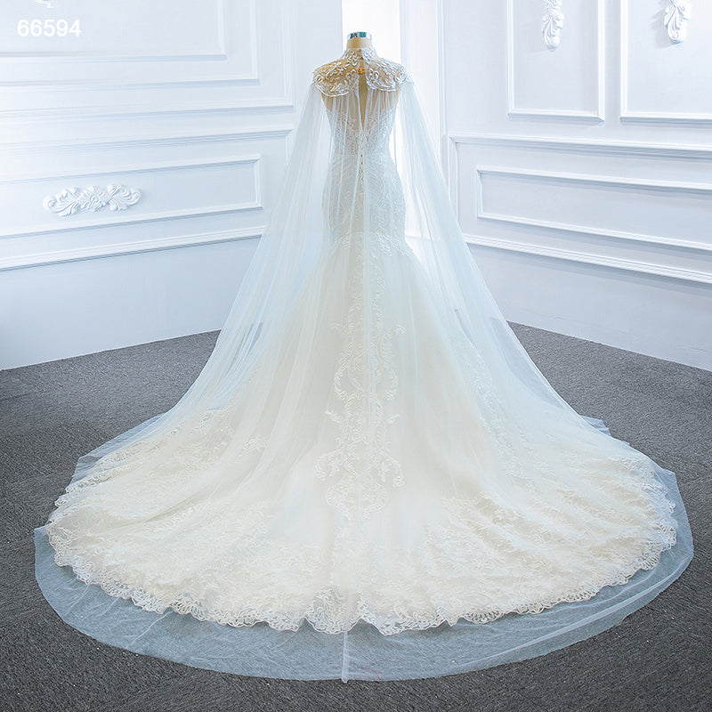 lace wedding dresses with detachable shawl sweetheart rhinestone mermaid wedding dresses - Image 4