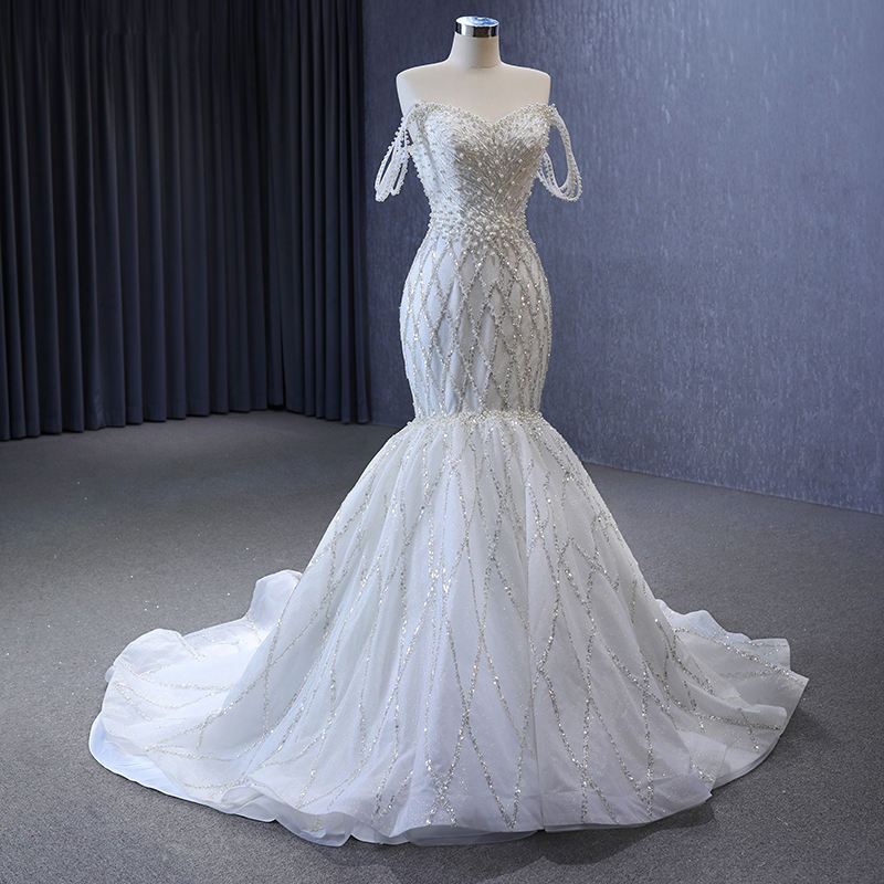 Elegant Floor-length Bride white Party Mermaid collection set Formal corset bridesmaid Wedding dress - Image 2