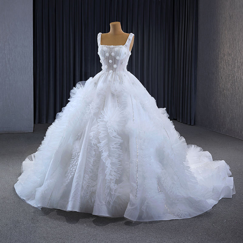 Modern Square Collar Lace Sleeveless Party Wedding Dress For Women - Image 3