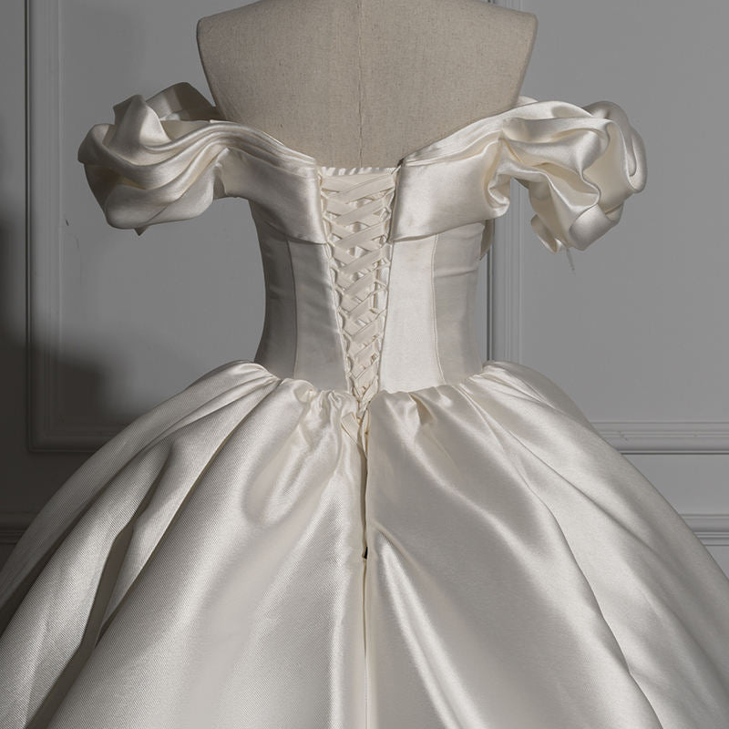 Modern Sweetheart Off Shoulder Ball Gown Lace Up Wedding Dress - Image 6