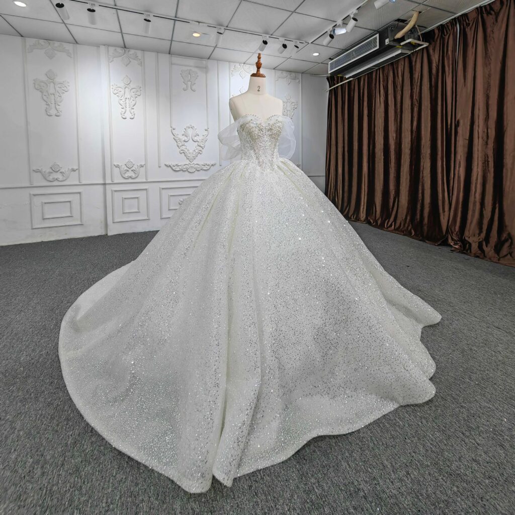 Fashion Elegant Wedding Dresses Lace Beads Prom Dress 2022