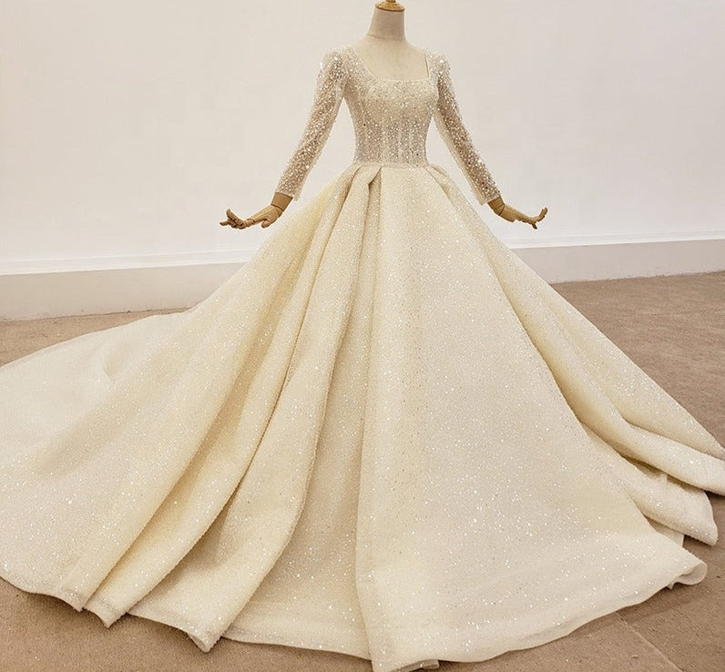 Luxury Wedding Dress Women Beaded Ball Gowns