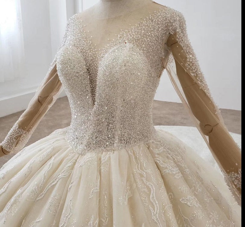 wedding dress long sleeve crystal lace bridal gowns - Image 6
