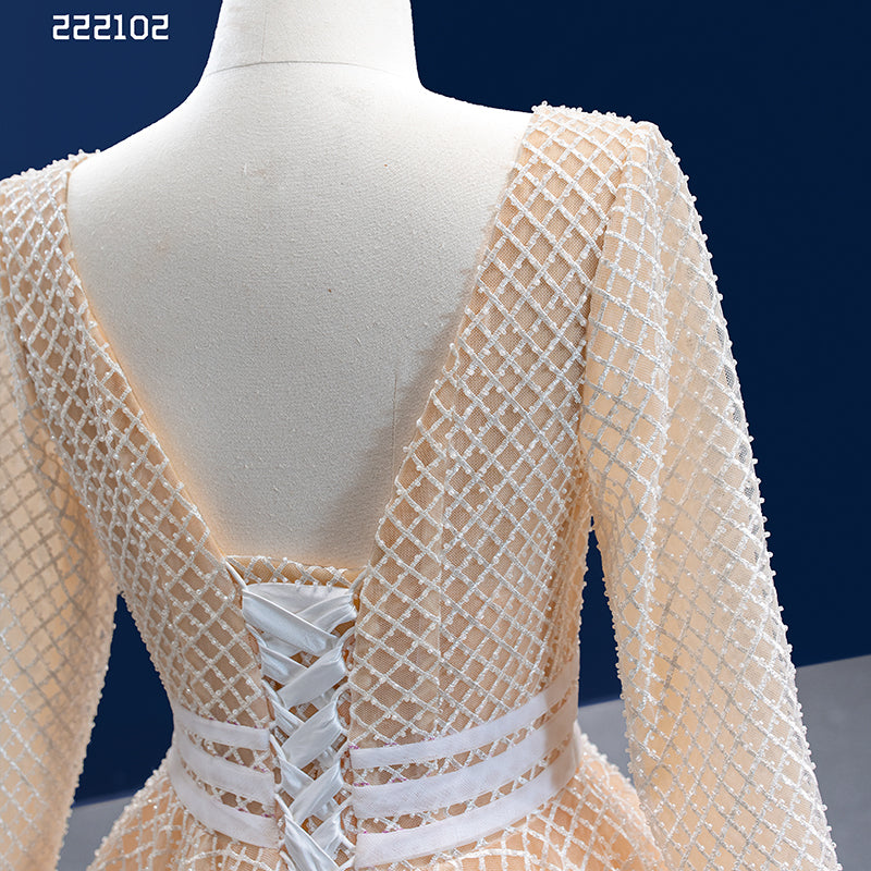 Simple Embroidery Long Sleeve Party Evening Gown - Image 6