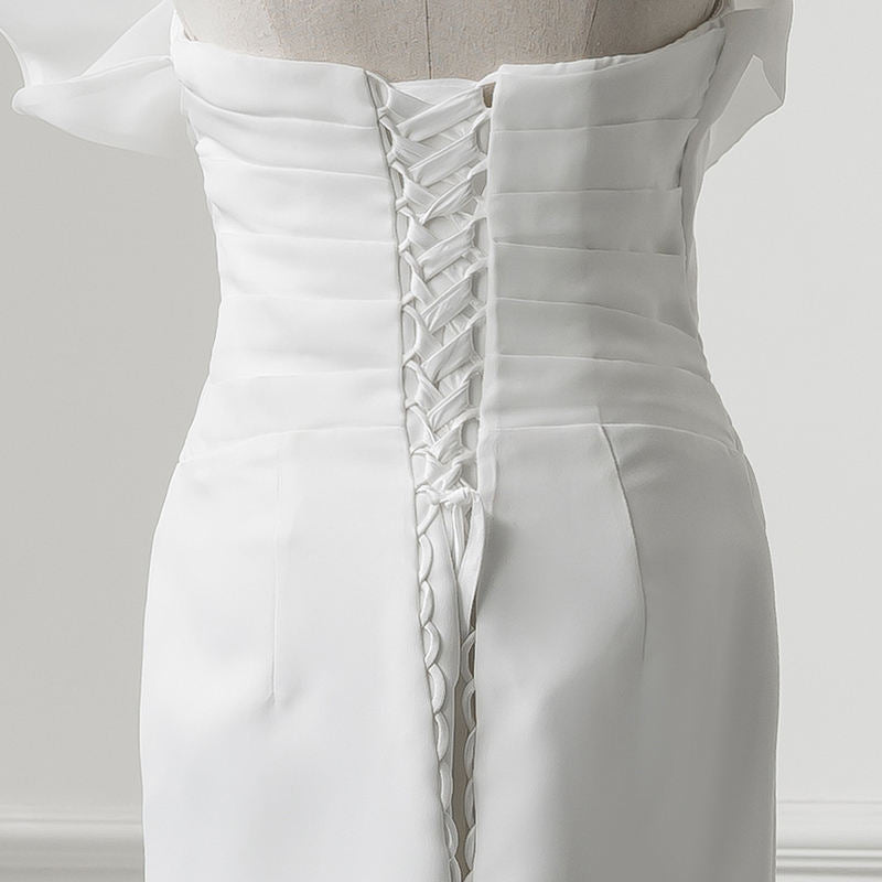 Mermaid Satin Sweep Train Sleeveless Wedding Dress - Image 6