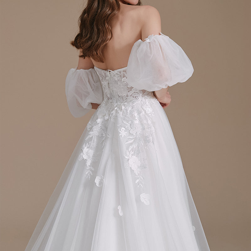 Wedding Dress Beach Lace Personality Embroidery White Tulle Dress - Image 5