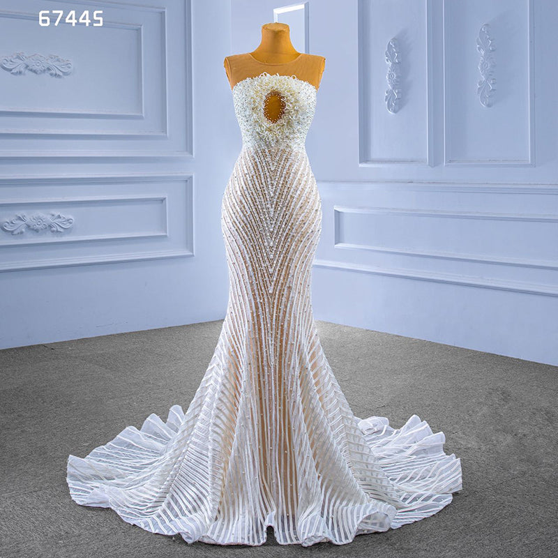 2022 Bridal Wedding Dress Latest Design Luxury Sleeveless Lace Beaded Slim Fit Ladies Wedding Dress