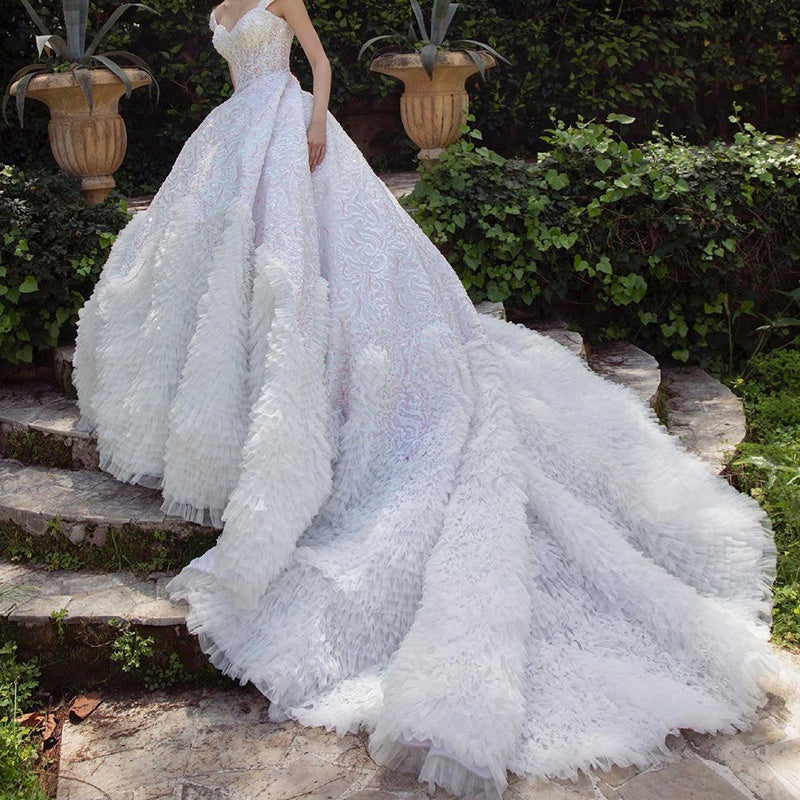 High Quality Luxury Beading Sequin Wedding Dress Bridal Gown - Image 3