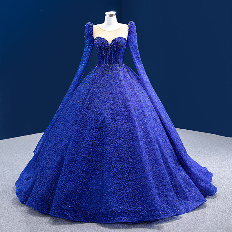 Long Sleeve Prom Dress Long Sweetheart Tulle Ball Gown Princess Evening Gowns